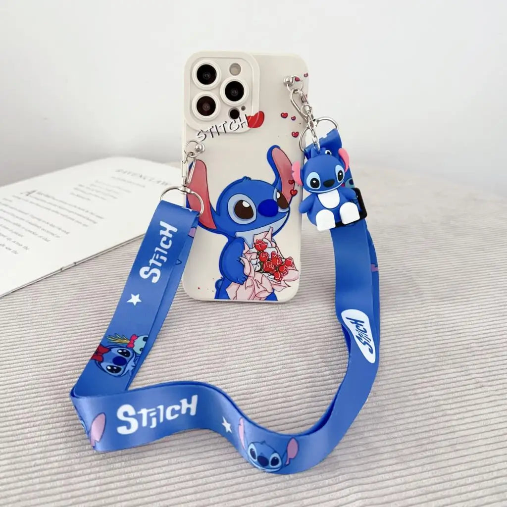Flower Stitch Case with Holder Rope for iPhone