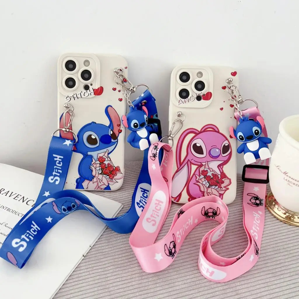 Flower Stitch Case with Holder Rope for iPhone