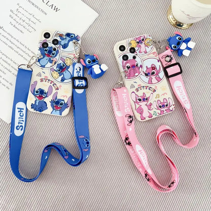 Flower Stitch Case with Holder Rope for iPhone