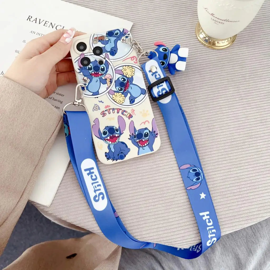 Flower Stitch Case with Holder Rope for iPhone