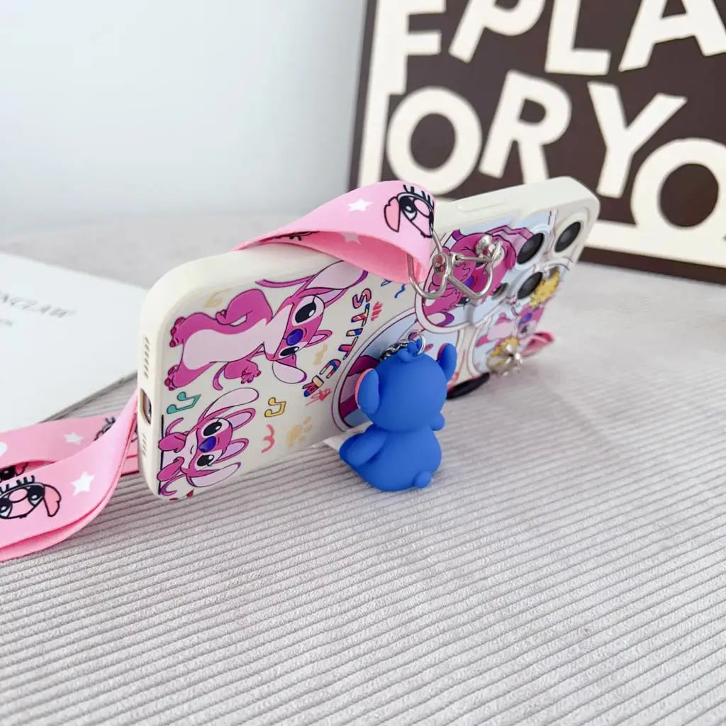 Flower Stitch Case with Holder Rope for iPhone