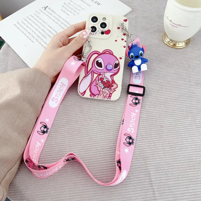 Flower Stitch Case with Holder Rope for iPhone